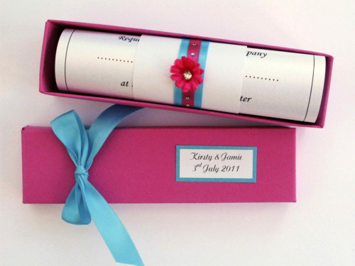 Fuchsia pink wedding invitations